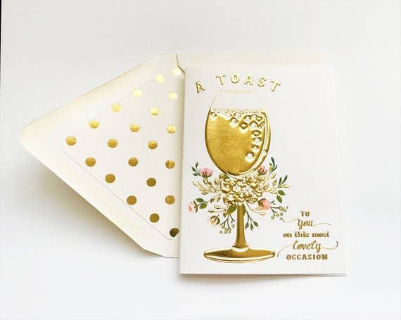 A Toast Gold Embossed Engagement Greeting Card – nellamoon candles